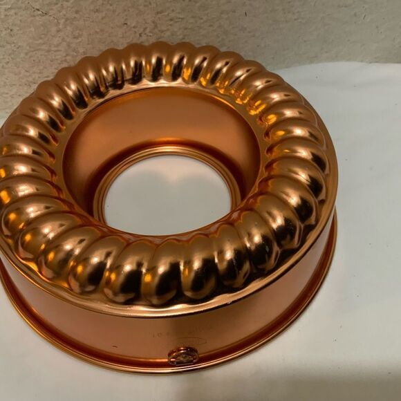 Vintage Mirro Copper Tone Jello Mold Bundt Cake Pan Tin Circle 6 Cup - Picture 4 of 6